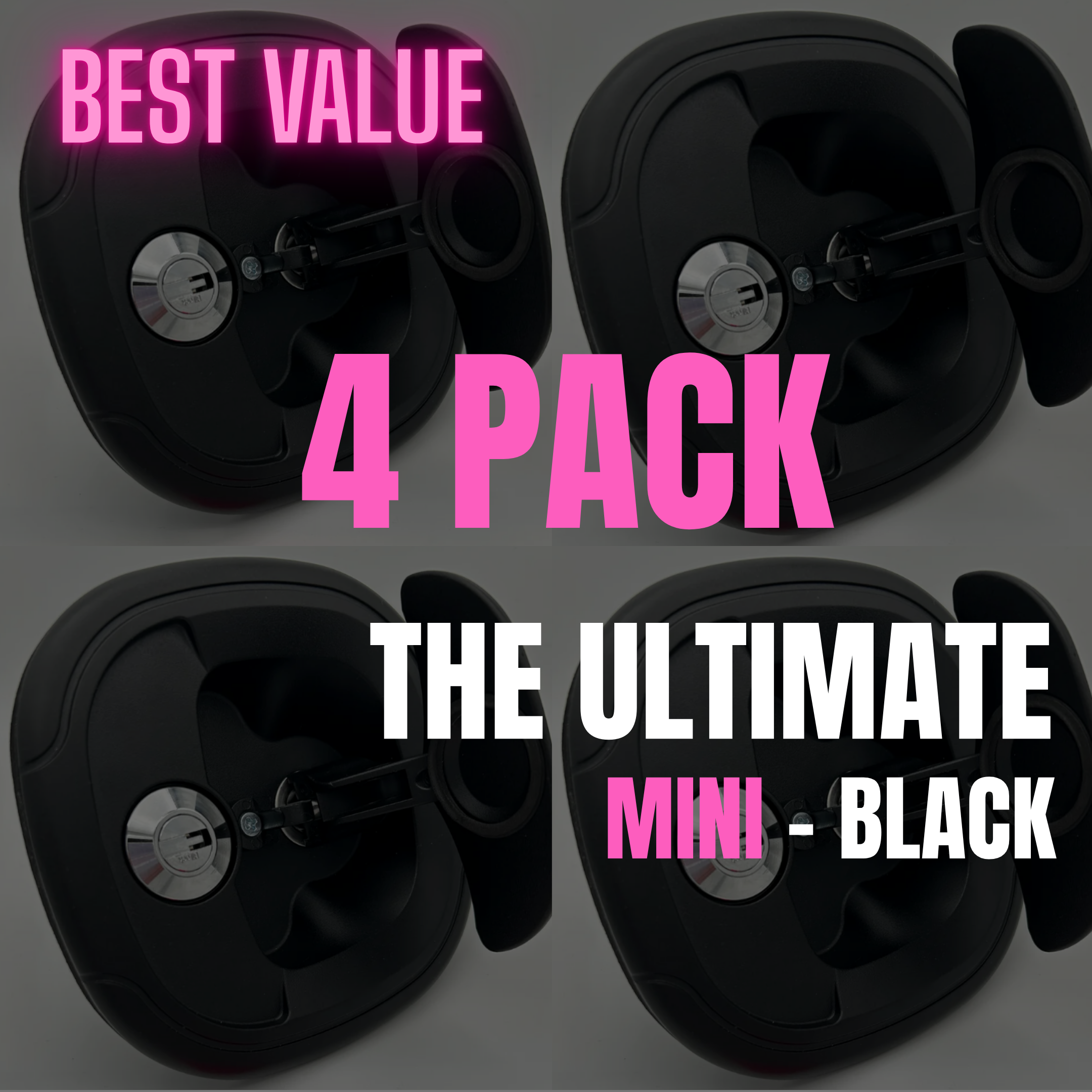 4 PACK - The ULTIMATE Mini - Whale Tail Lock (Black)