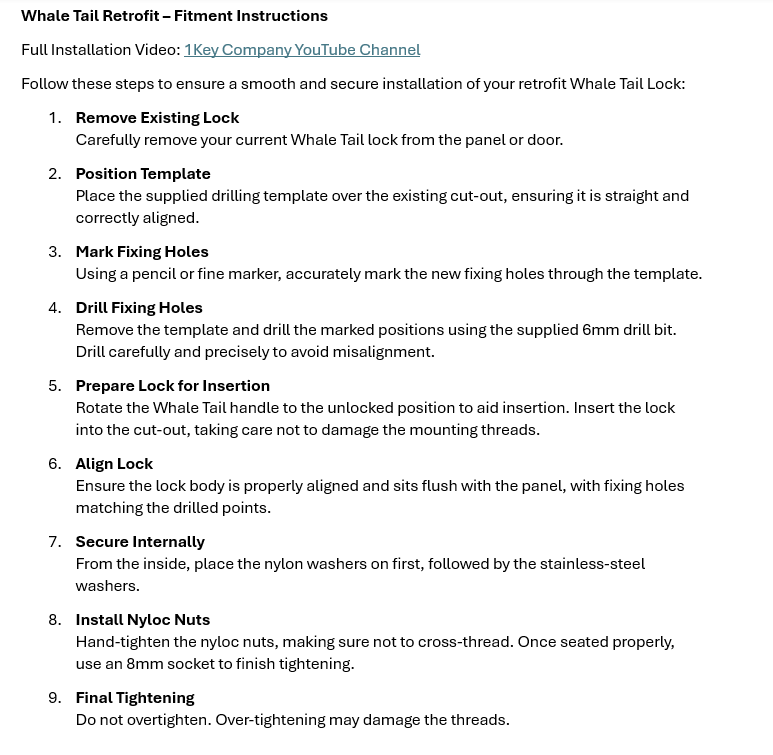 8 PACK - The ULTIMATE - Whale Tail Lock (Chrome)