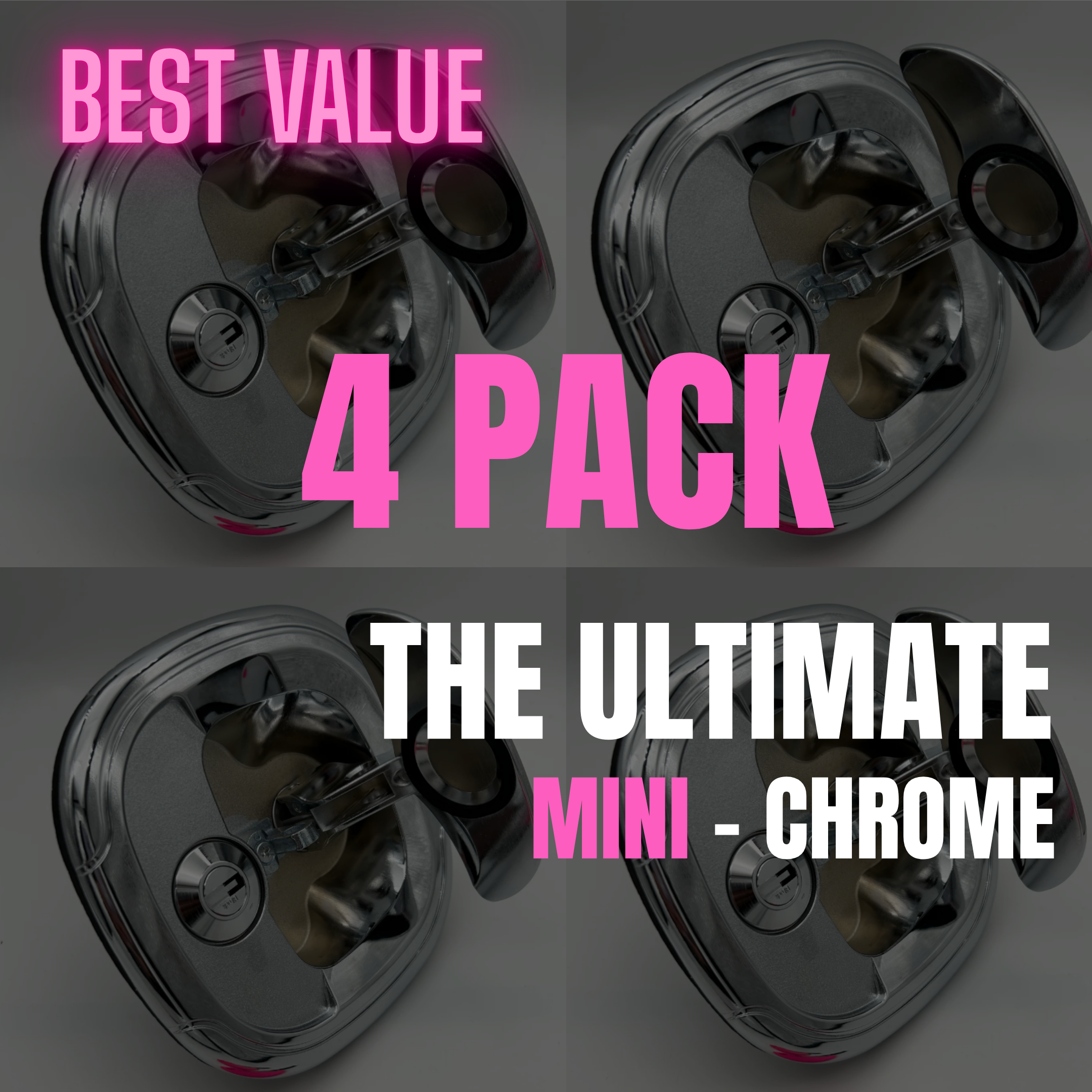 4 PACK - The ULTIMATE Mini - Whale Tail Lock (Chrome)