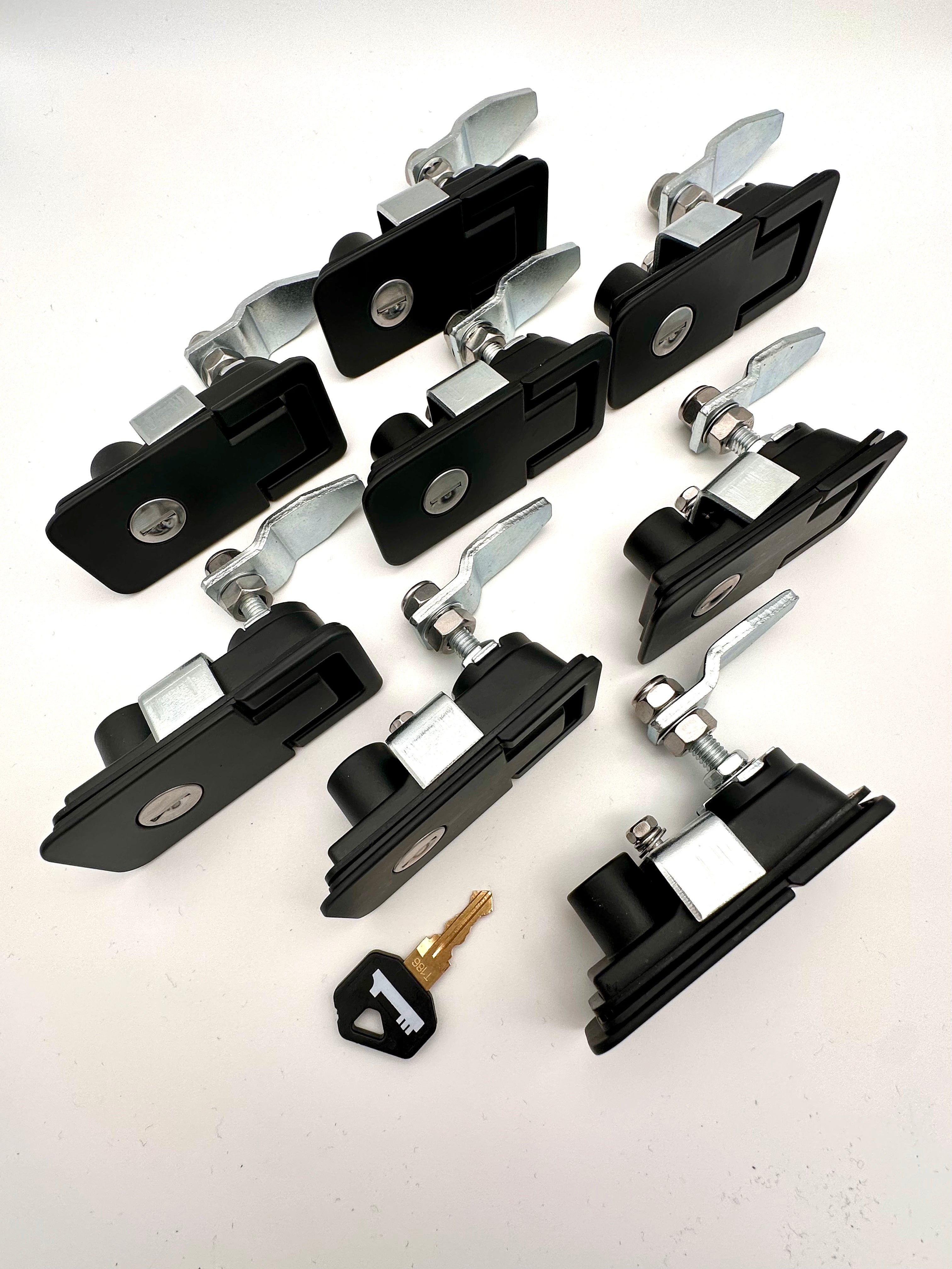 1Key Compression Locks BLACK - 8 Pack Keyed Alike